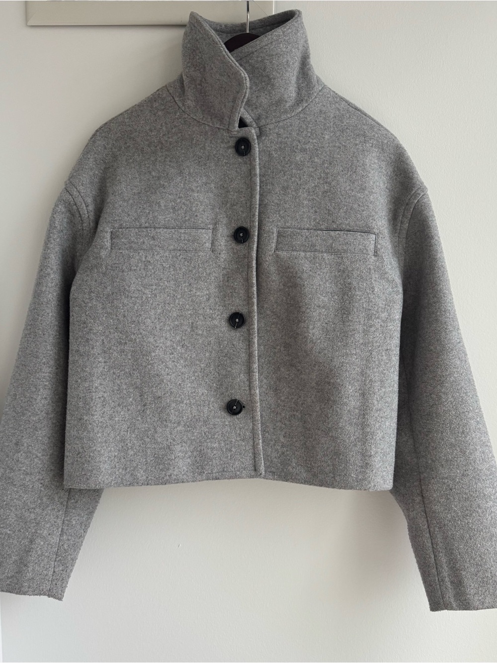 Mango Cropped Pea Coat in Light Gray - Picture 5 of 7